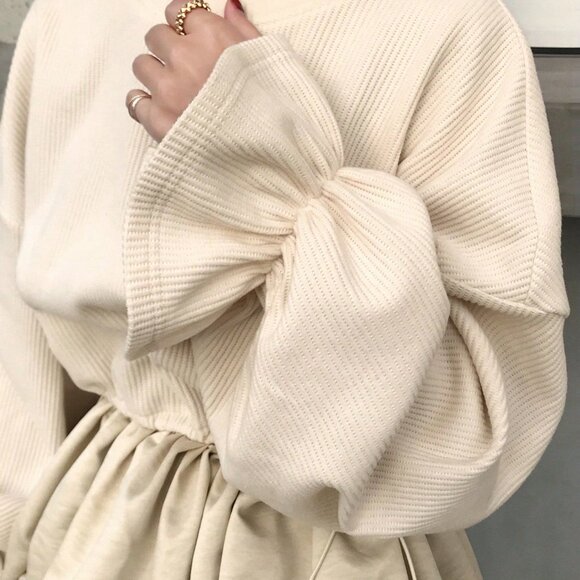 Black Casual Women's Contrast Patchwork Drawstring Waist Long Sleeve T-Shirt - Picture 6 of 8